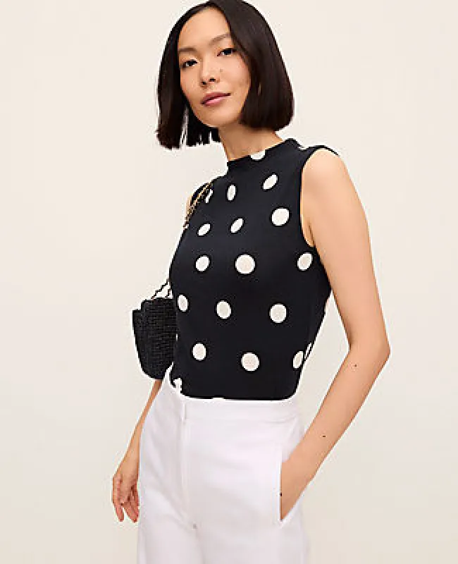Ann Taylor Dotted Mock Neck Tank sold by Ann Taylor