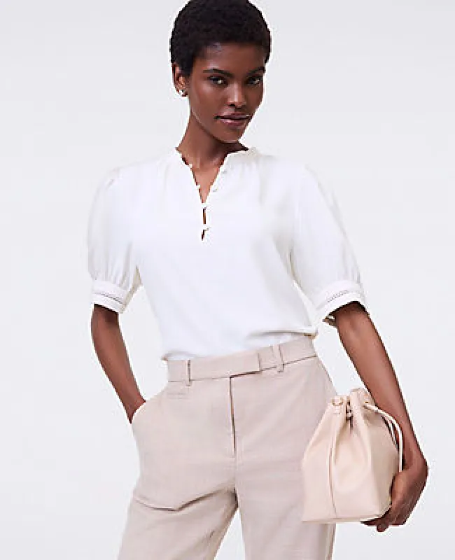 Ann Taylor Lace Trim Mixed Media Top sold by Ann Taylor