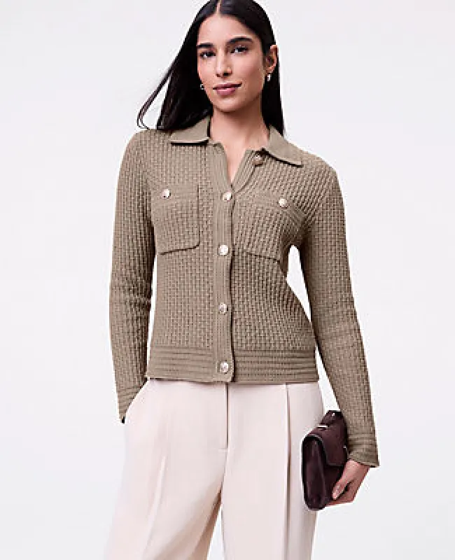 Ann Taylor Textured Stitch Sweater Jacket sold by Ann Taylor