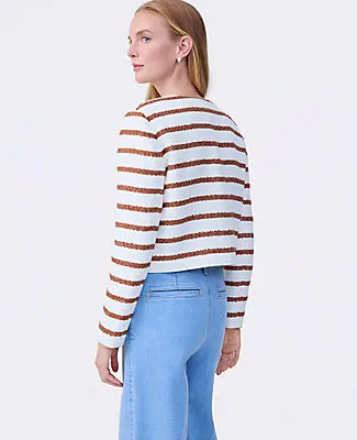 Ann Taylor The Petite Crew Neck Jacket in Striped Tweed sold by Ann Taylor product image thumbnail 2