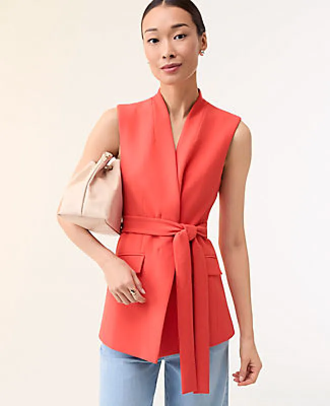 Ann Taylor The Petite Belted Long Vest sold by Ann Taylor
