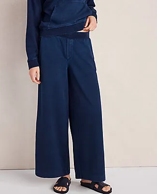 Ann Taylor Haven Well Within Indigo Cotton Terry Wide Leg Pants sold by Ann Taylor