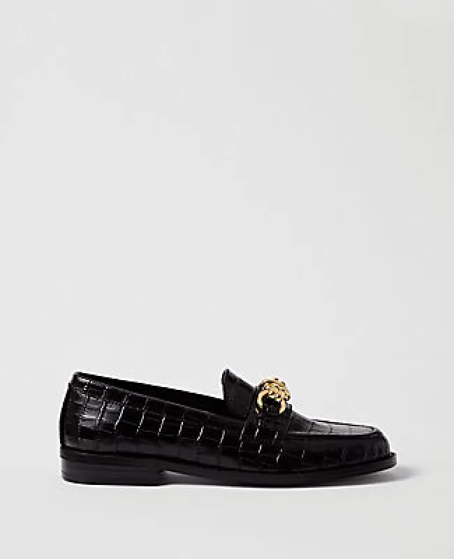 Ann Taylor Hardware Embellished Croco Loafer sold by Ann Taylor