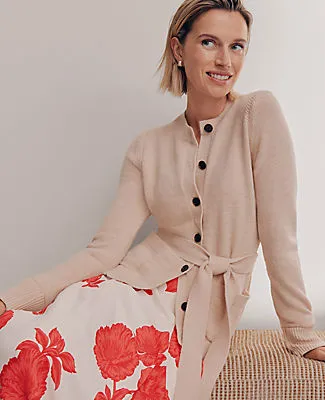 Ann Taylor Petite Belted Crew Neck Cardigan sold by Ann Taylor product image thumbnail 3