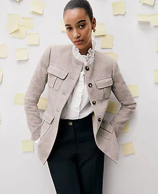 Ann Taylor The Petite Fitted Crew Neck Jacket in Herringbone sold by Ann Taylor product image thumbnail 5