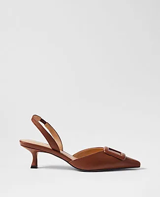 Ann Taylor Pointy Toe Buckle Leather Slingback Pump sold by Ann Taylor