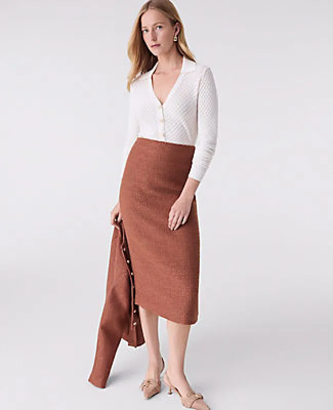Ann Taylor The Petite Column Midi Skirt in Tweed sold by Ann Taylor