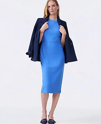 Ann Taylor The Petite Crew Neck Sheath Dress in Luxe Twill sold by Ann Taylor product image thumbnail 3
