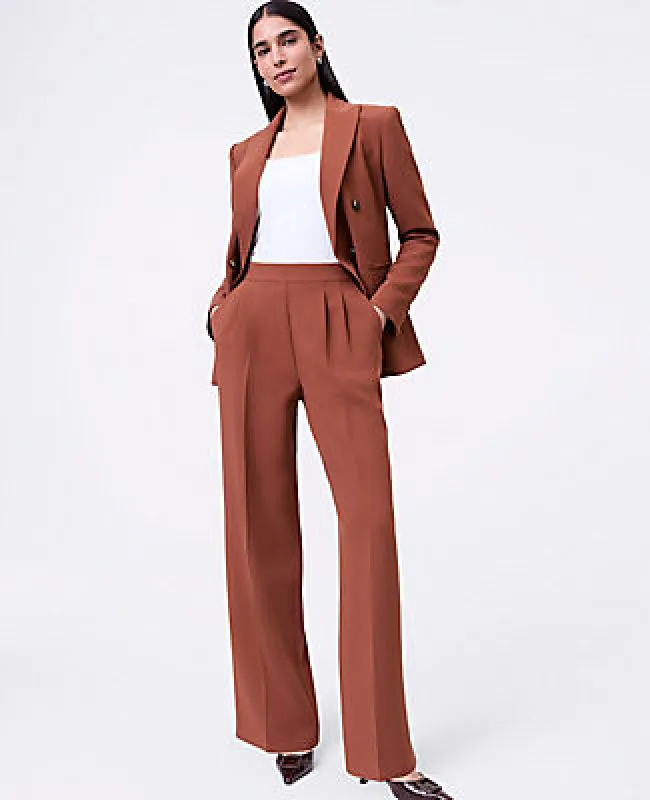Ann Taylor The Petite Wide-Leg Pant in Textured Crepe sold by Ann Taylor