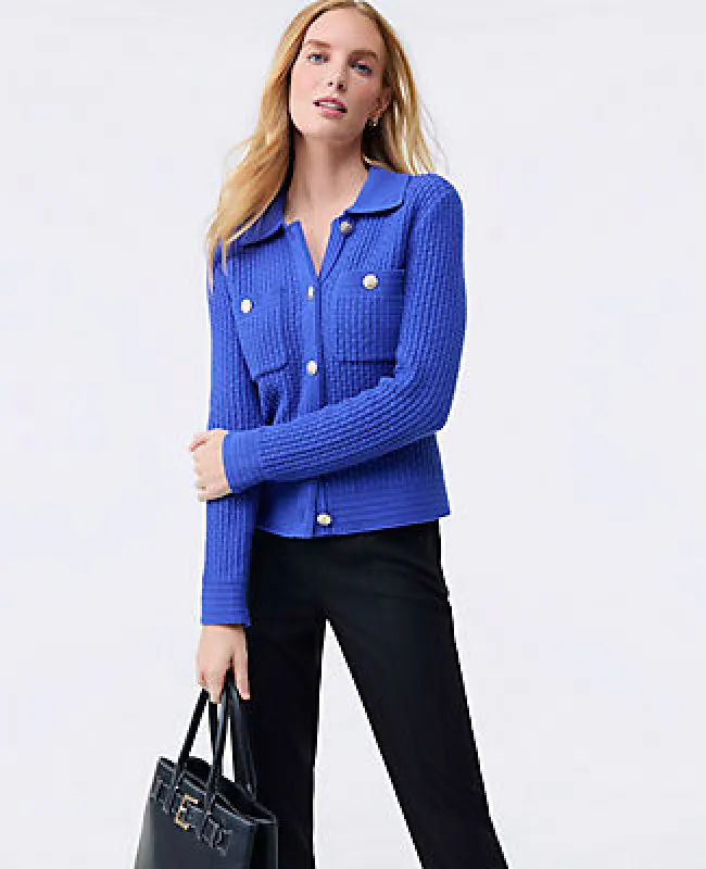 Ann Taylor Textured Stitch Sweater Jacket sold by Ann Taylor