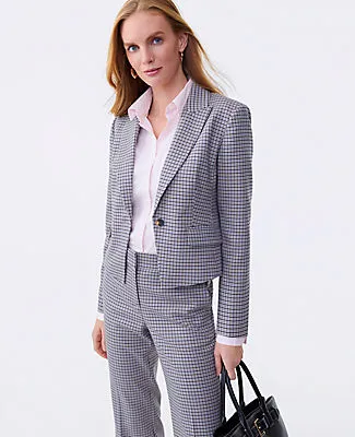 Ann Taylor The Petite Fitted One Button Blazer in Houndstooth sold by Ann Taylor