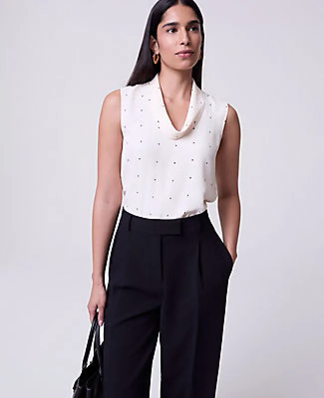 Ann Taylor Petite Dotted Cowl Neck Top sold by Ann Taylor