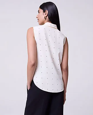 Ann Taylor Petite Dotted Cowl Neck Top sold by Ann Taylor product image thumbnail 2