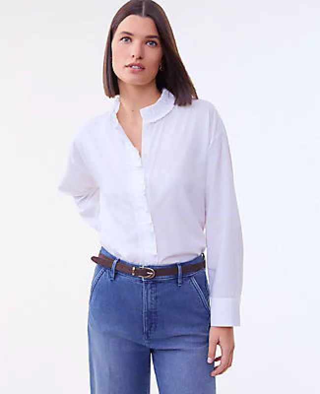 Ann Taylor Petite Ruffle Button Down Shirt sold by Ann Taylor