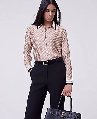 Ann Taylor Petite Geo Satin Button Down Shirt sold by Ann Taylor