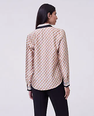 Ann Taylor Petite Geo Satin Button Down Shirt sold by Ann Taylor product image thumbnail 2