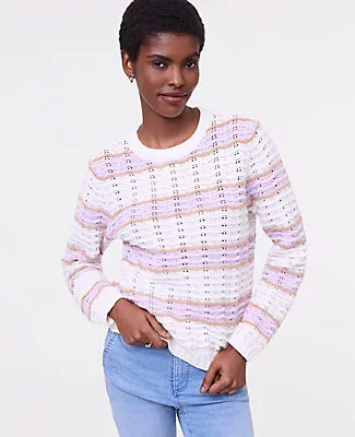 Ann Taylor Petite Textured Stitch Striped Sweater sold by Ann Taylor