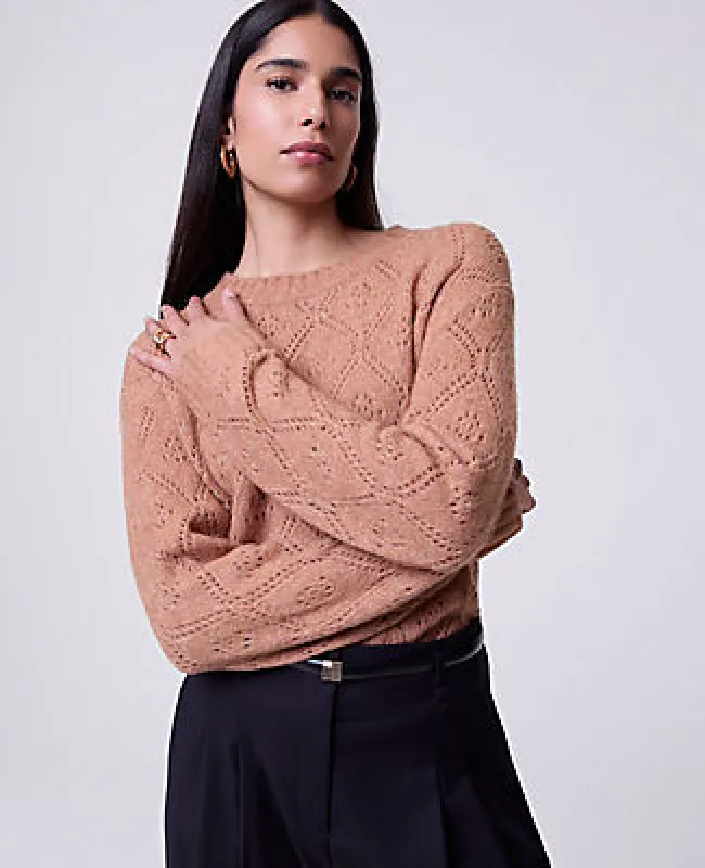 Ann Taylor Petite Pointelle Crew Neck Sweater sold by Ann Taylor