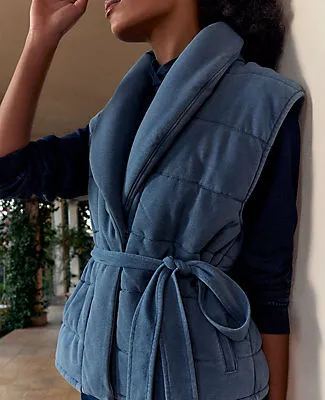 Ann Taylor Haven Well Within Indigo Cotton Terry Quilted Vest sold by Ann Taylor product image thumbnail 4