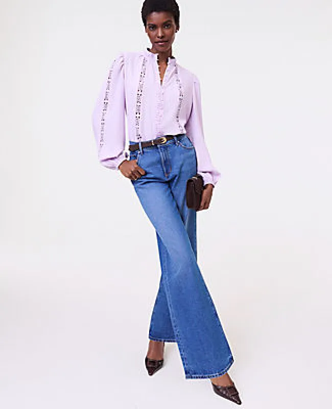 Ann Taylor Petite Lace Trim Blouse sold by Ann Taylor