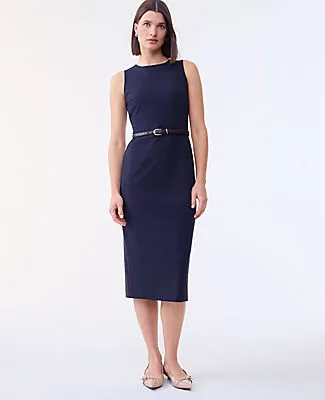 Ann Taylor The Belted Crew Neck Sheath Dress in Seasonless Stretch sold by Ann Taylor