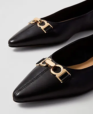 Ann Taylor Hardware Embellished Leather Flat sold by Ann Taylor product image thumbnail 2
