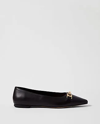 Ann Taylor Hardware Embellished Leather Flat sold by Ann Taylor