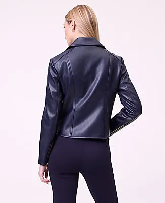 Ann Taylor Petite Weekend Collection Fitted Moto Jacket in Faux Leather sold by Ann Taylor product image thumbnail 2