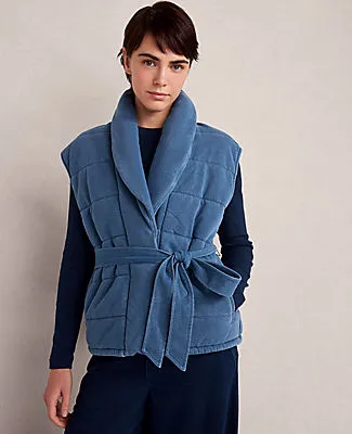 Ann Taylor Haven Well Within Indigo Cotton Terry Quilted Vest sold by Ann Taylor
