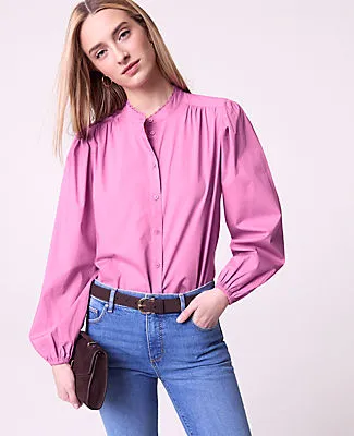 Ann Taylor Petite Weekend Collection Embroidered Collar Blouse sold by Ann Taylor