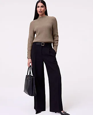 Ann Taylor The Petite Pleated Straight Pant in Textured Crepe sold by Ann Taylor product image thumbnail 4