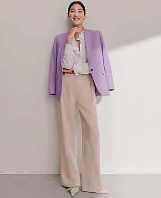 Ann Taylor The Petite Pleated Straight Pant in Textured Crepe sold by Ann Taylor product image thumbnail 5