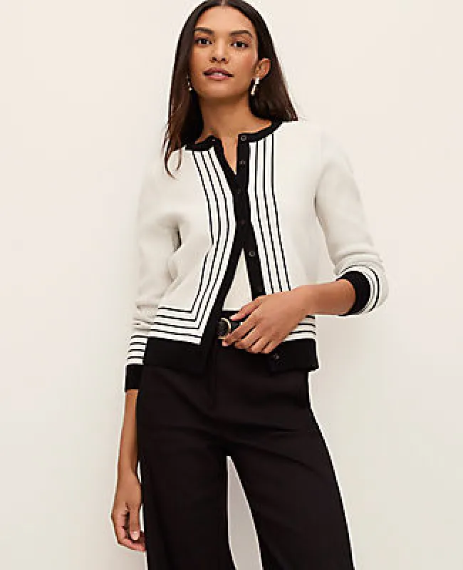 Ann Taylor Striped Jacquard Ann Cardigan sold by Ann Taylor