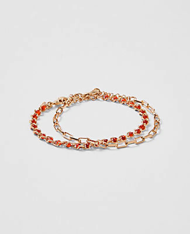 Ann Taylor Chain Link and Beaded Bracelet Set sold by Ann Taylor