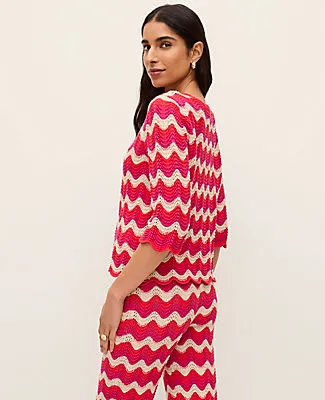 Ann Taylor Striped Crochet Sweater sold by Ann Taylor product image thumbnail 2