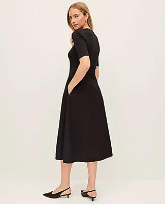 Ann Taylor Mixed Media Flare Midi Dress sold by Ann Taylor product image thumbnail 2
