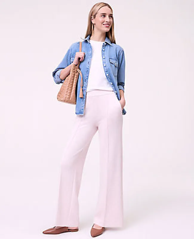 Ann Taylor Petite Weekend Collection Wide-Leg Pant in Cloud Plush sold by Ann Taylor