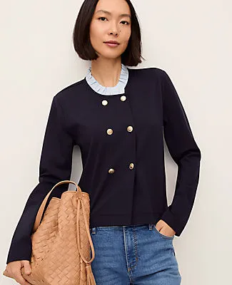 Ann Taylor Ruffle Collar Knit Jacket sold by Ann Taylor