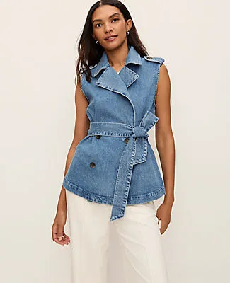 Ann Taylor Belted Denim Vest sold by Ann Taylor