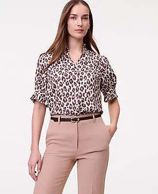 Ann Taylor Petite Animal Print Ruffle Collar Shirt sold by Ann Taylor product image thumbnail 3