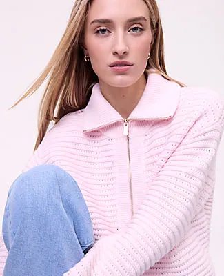 Ann Taylor Petite Weekend Collection Textured Stitch Half-Zip Sweater sold by Ann Taylor product image thumbnail 3