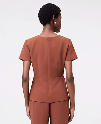 Ann Taylor The Petite Crew Neck Peplum Top in Textured Crepe sold by Ann Taylor product image thumbnail 2