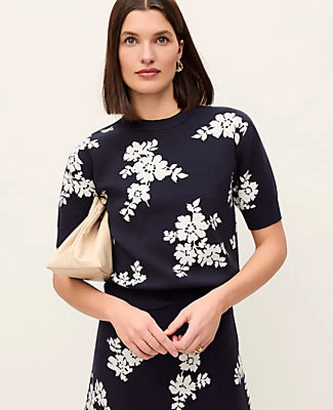 Ann Taylor Floral Jacquard Sweater Tee sold by Ann Taylor