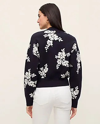 Ann Taylor Floral Jacquard Bomber Sweater Jacket sold by Ann Taylor product image thumbnail 2
