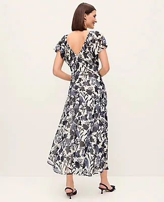 Ann Taylor Floral Flutter Sleeve Midi Dress sold by Ann Taylor product image thumbnail 2