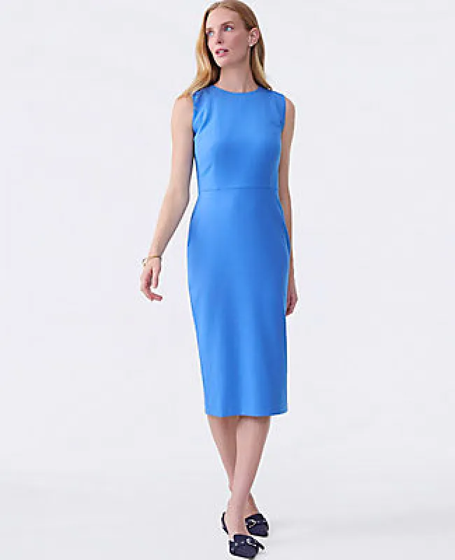 Ann Taylor The Crew Neck Sheath Dress in Luxe Twill sold by Ann Taylor