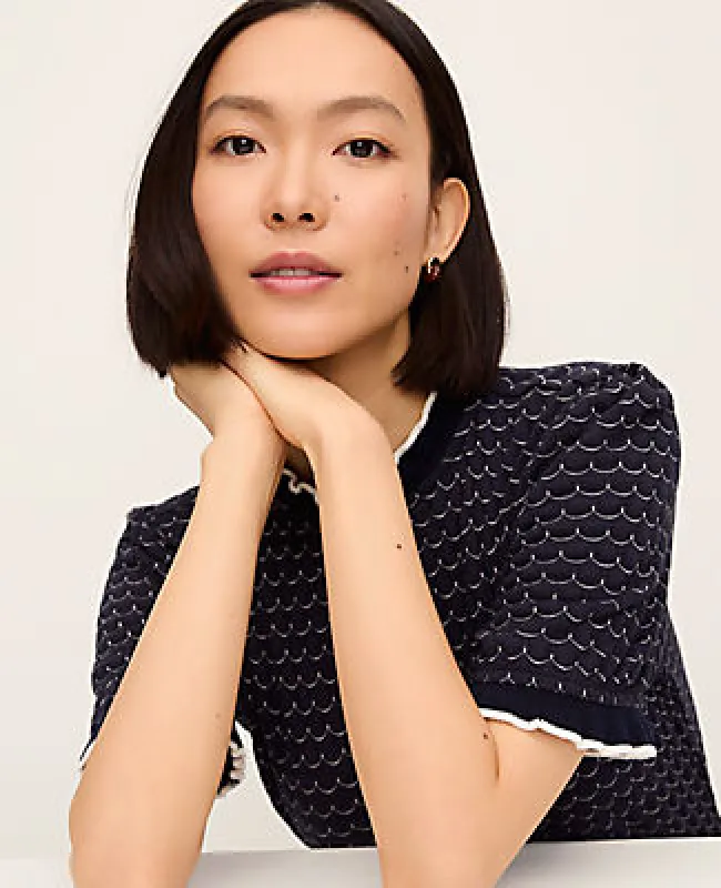 Ann Taylor Scalloped Ruffle Trim Top sold by Ann Taylor