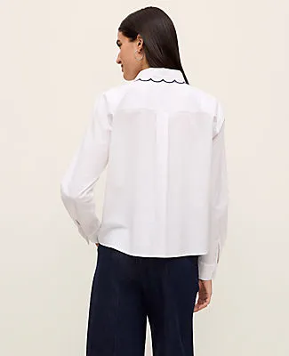 Ann Taylor Scallop Trimmed Shirt sold by Ann Taylor product image thumbnail 2
