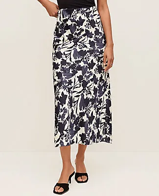 Ann Taylor Floral Satin Midi Slip Skirt sold by Ann Taylor product image thumbnail 2