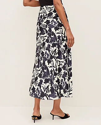 Ann Taylor Floral Satin Midi Slip Skirt sold by Ann Taylor product image thumbnail 3